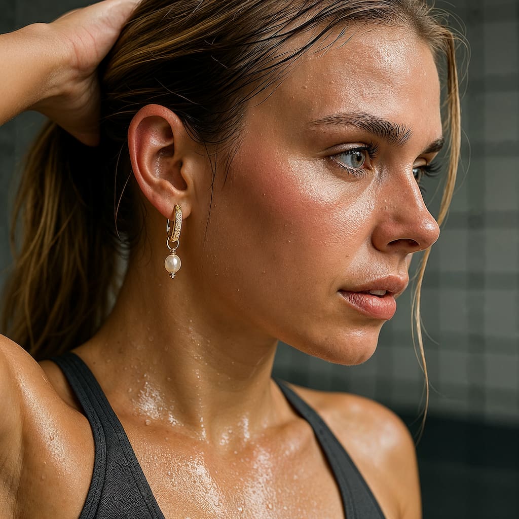 "SANTORINI" DIAMOND PEARL HOOPS