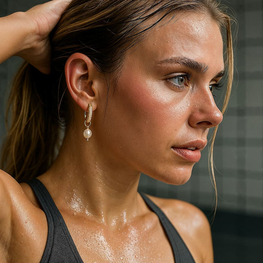 "SANTORINI" DIAMOND PEARL HOOPS