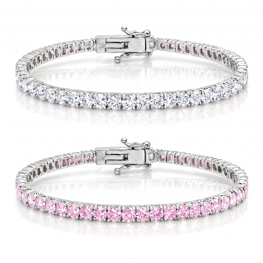 "Miami" Classic & Pink Sapphire Stack Set — silver
