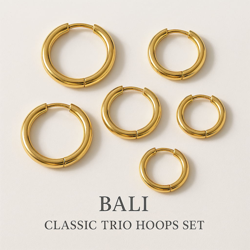 "BALI" CLASSIC TRIO HOOPS SET | 3-PIECE BUNDLE