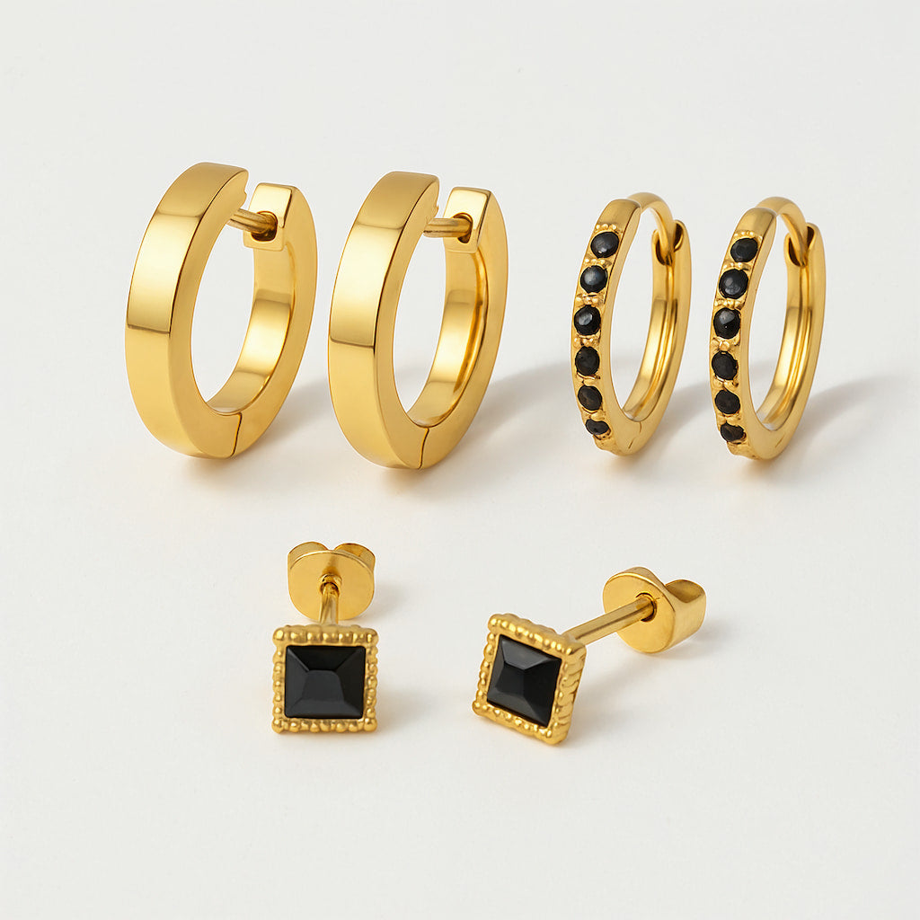 "Berlin" Huggie Earrings Set | 3-piece Bundle