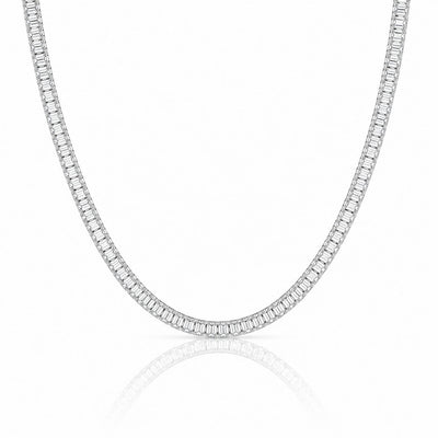 “Boston” Classic Baguette-Cut Tennis Necklace