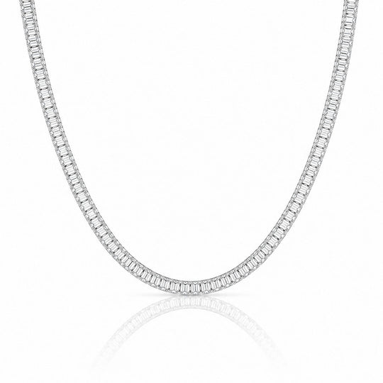 “Boston” Classic Baguette-Cut Tennis Necklace