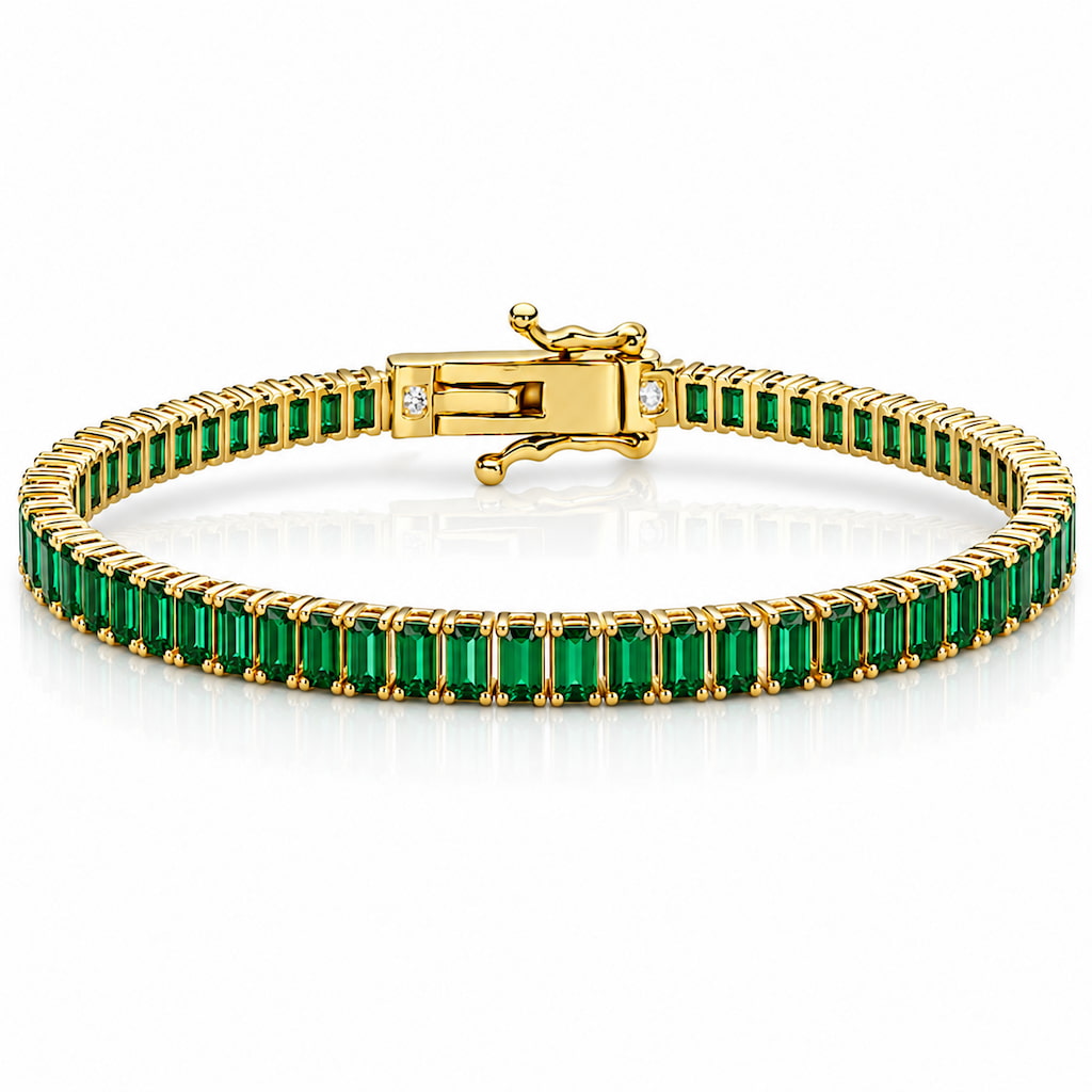 “Boston” Emerald Baguette-Cut Tennis Bracelet
