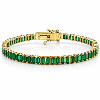 “Boston” Emerald Baguette-Cut Tennis Bracelet