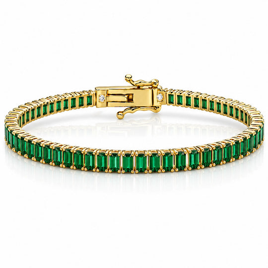 “Boston” Emerald Baguette-Cut Tennis Bracelet