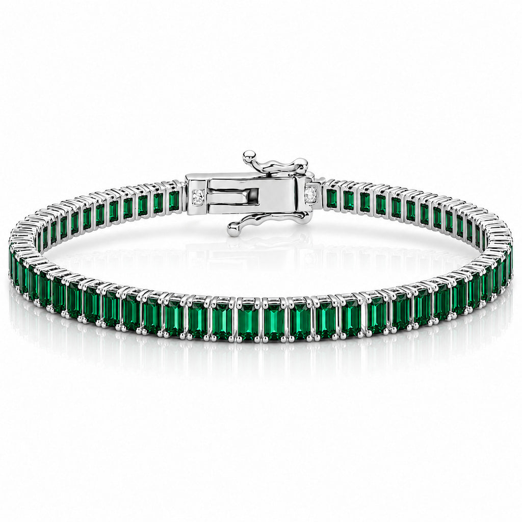 “Boston” Emerald Baguette-Cut Tennis Bracelet