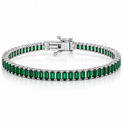 “Boston” Emerald Baguette-Cut Tennis Bracelet