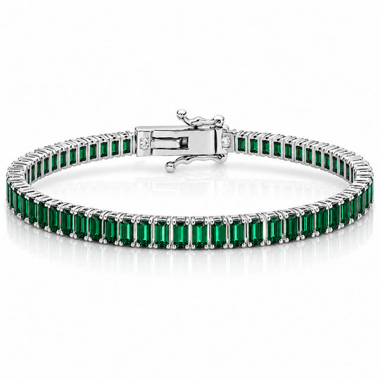 “Boston” Emerald Baguette-Cut Tennis Bracelet