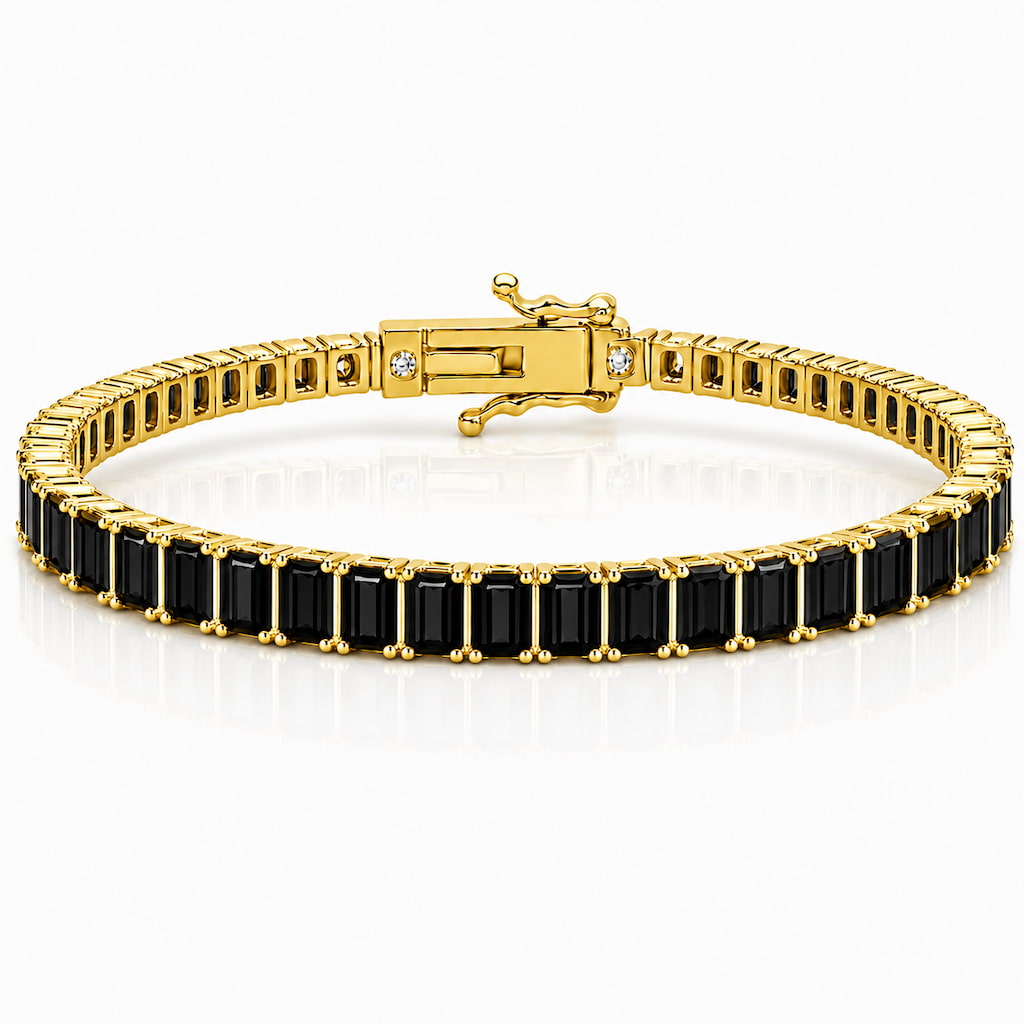 “Boston” Onyx Baguette-Cut Tennis Bracelet