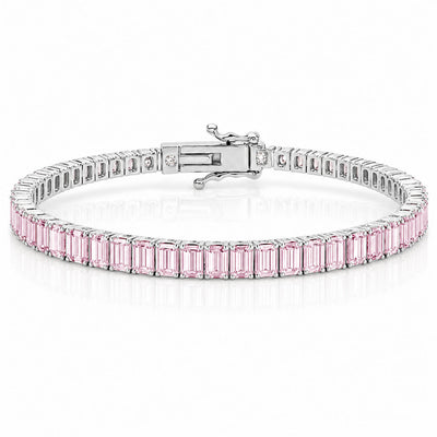 “Boston” Pink Sapphire Baguette-Cut Tennis Bracelet