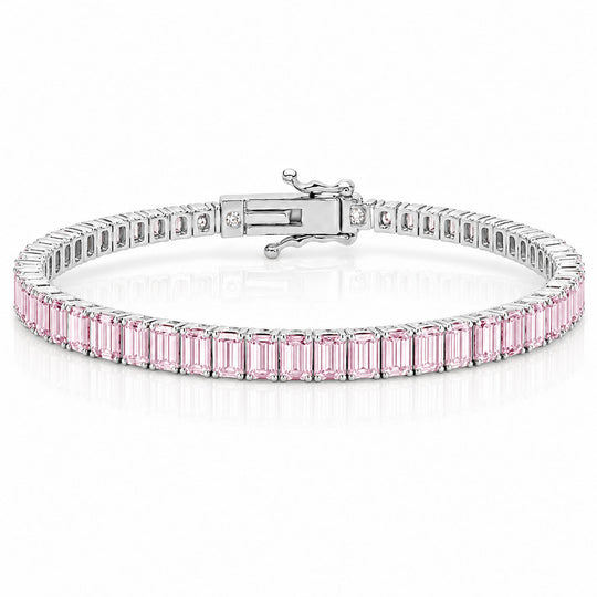 “Boston” Pink Sapphire Baguette-Cut Tennis Bracelet