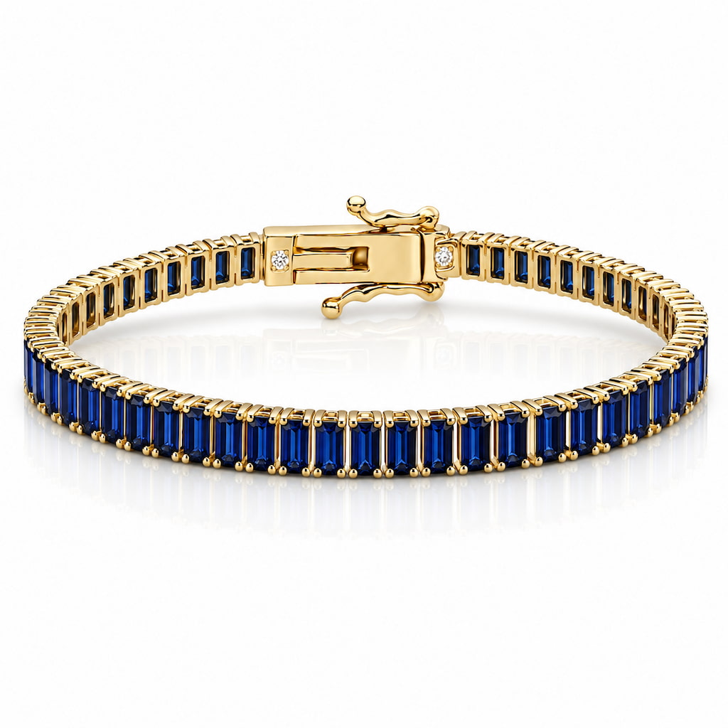 “Boston” Sapphire Baguette-Cut Tennis Bracelet