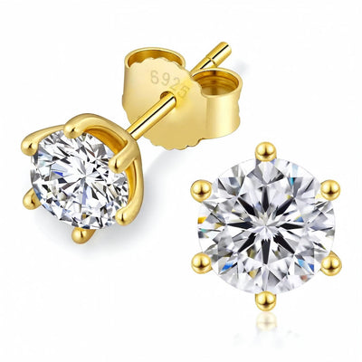 “Copenhagen” Moissanite 1ct 6-Prong Solitaire Stud Earrings