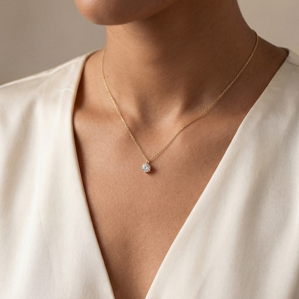 “Davos” Moissanite 1ct 4-Prong Solitaire Necklace