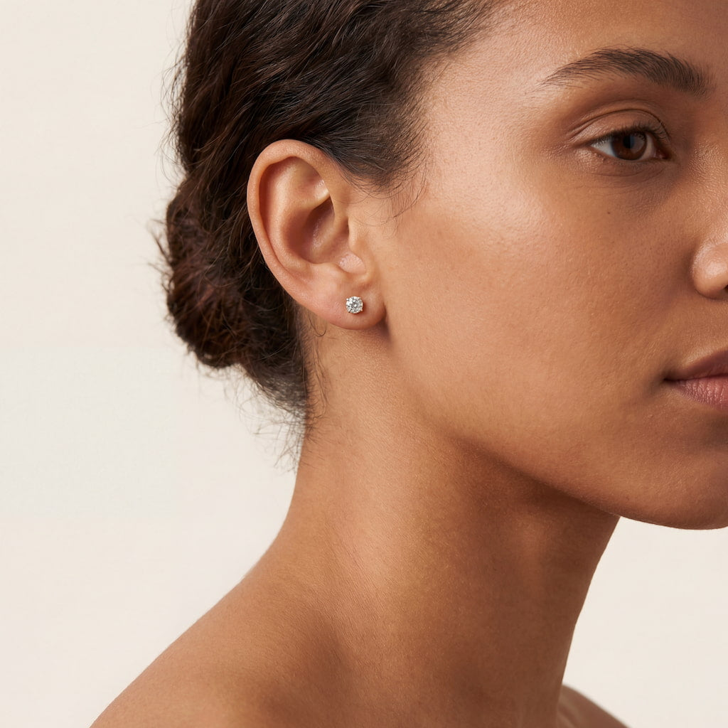 “Davos” Moissanite 1ct 4-Prong Solitaire Stud Earrings