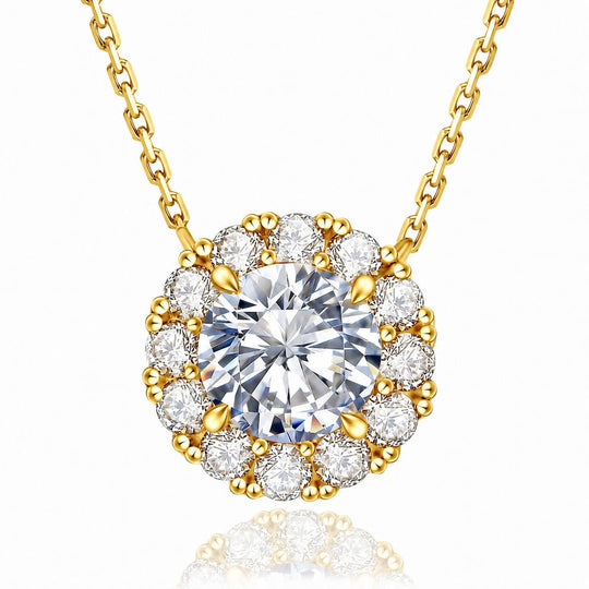 “Geneva” Moissanite 1ct Halo Solitaire Necklace