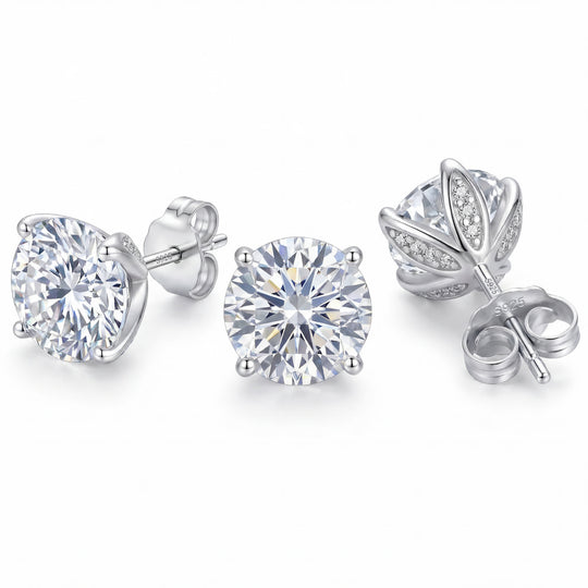 “Geneva” Moissanite 1ct Tulip Pavé Solitaire Stud Earrings