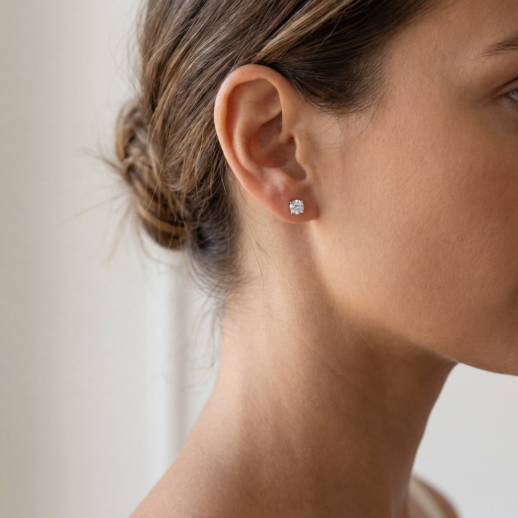 “Geneva” Moissanite 1ct Tulip Pavé Solitaire Stud Earrings