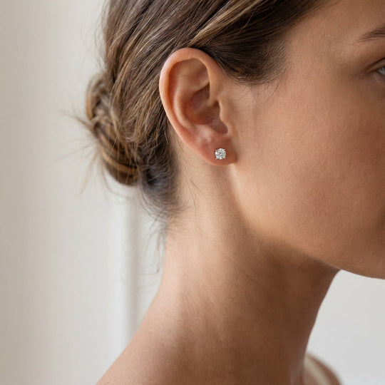 “Geneva” Moissanite 1ct Tulip Pavé Solitaire Stud Earrings