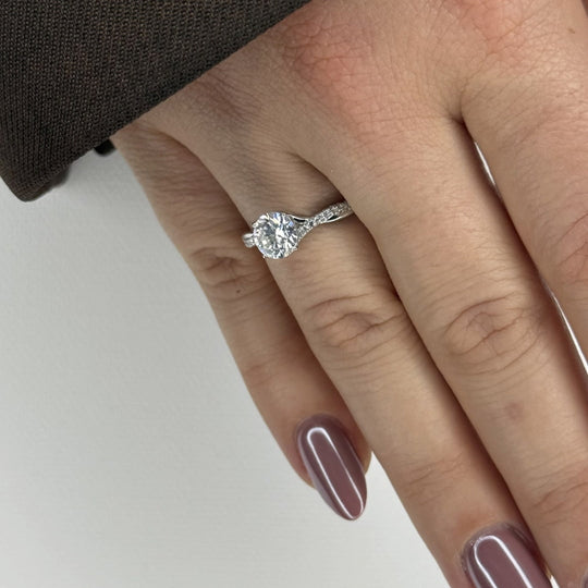 “Gstaad” Moissanite 1ct Pavé Solitaire Ring