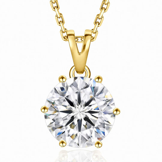 “Gstaad” Moissanite 2ct 6-Prong Solitaire Necklace