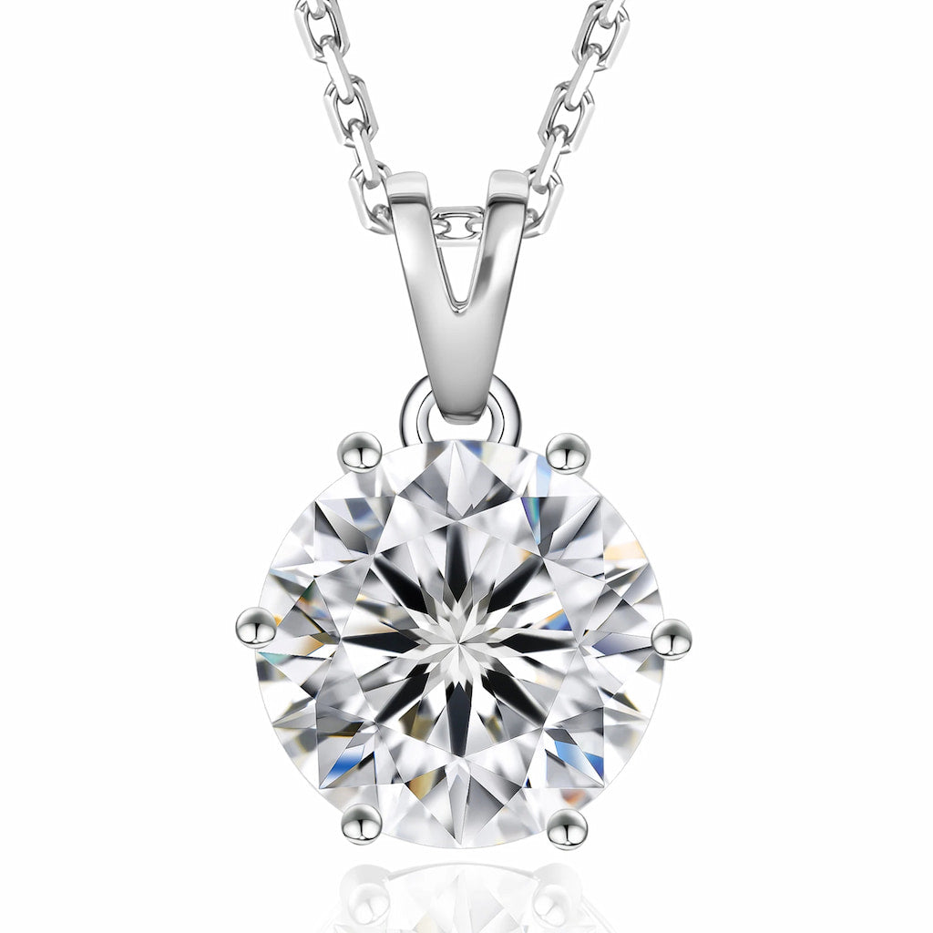 “Gstaad” Moissanite 2ct 6-Prong Solitaire Necklace