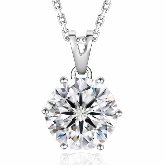 “Gstaad” Moissanite 2ct 6-Prong Solitaire Necklace