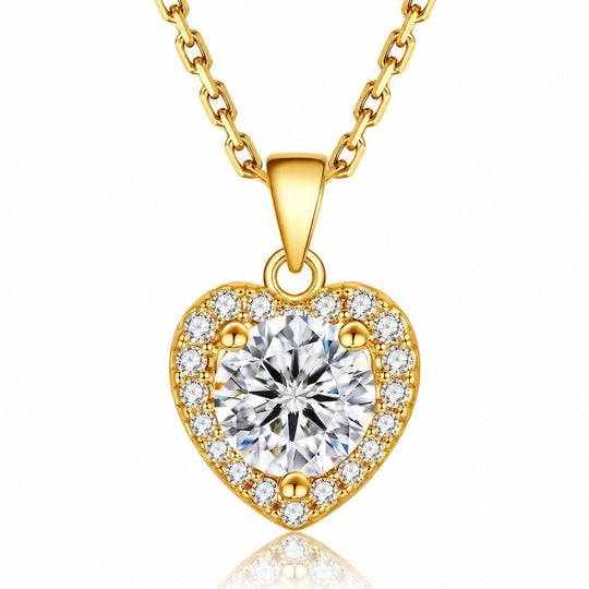 “Helsinki” Moissanite 1ct Heart Halo Necklace
