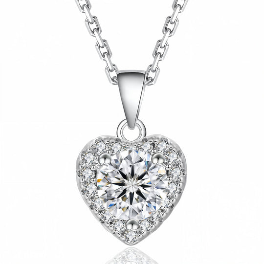 “Helsinki” Moissanite 1ct Heart Halo Necklace