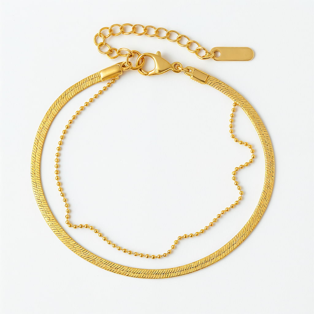 "KAUAI" LAYERED HERRINGBONE ANKLET