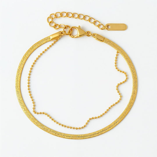 "KAUAI" LAYERED HERRINGBONE ANKLET