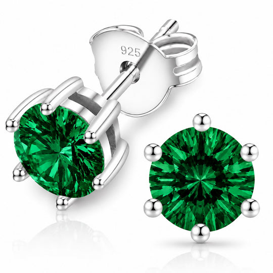 “MIAMI” EMERALD MOISSANITE 1CT 6-PRONG SOLITAIRE TENNIS STUD EARRINGS 2.0