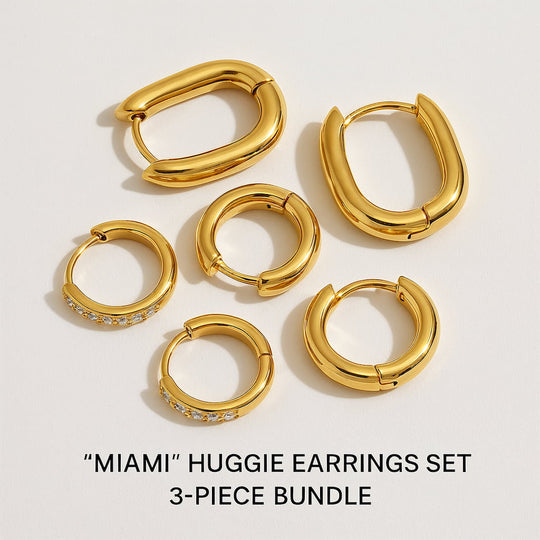 "MIAMI" HUGGIE EARRINGS SET | 3-PIECE BUNDLE