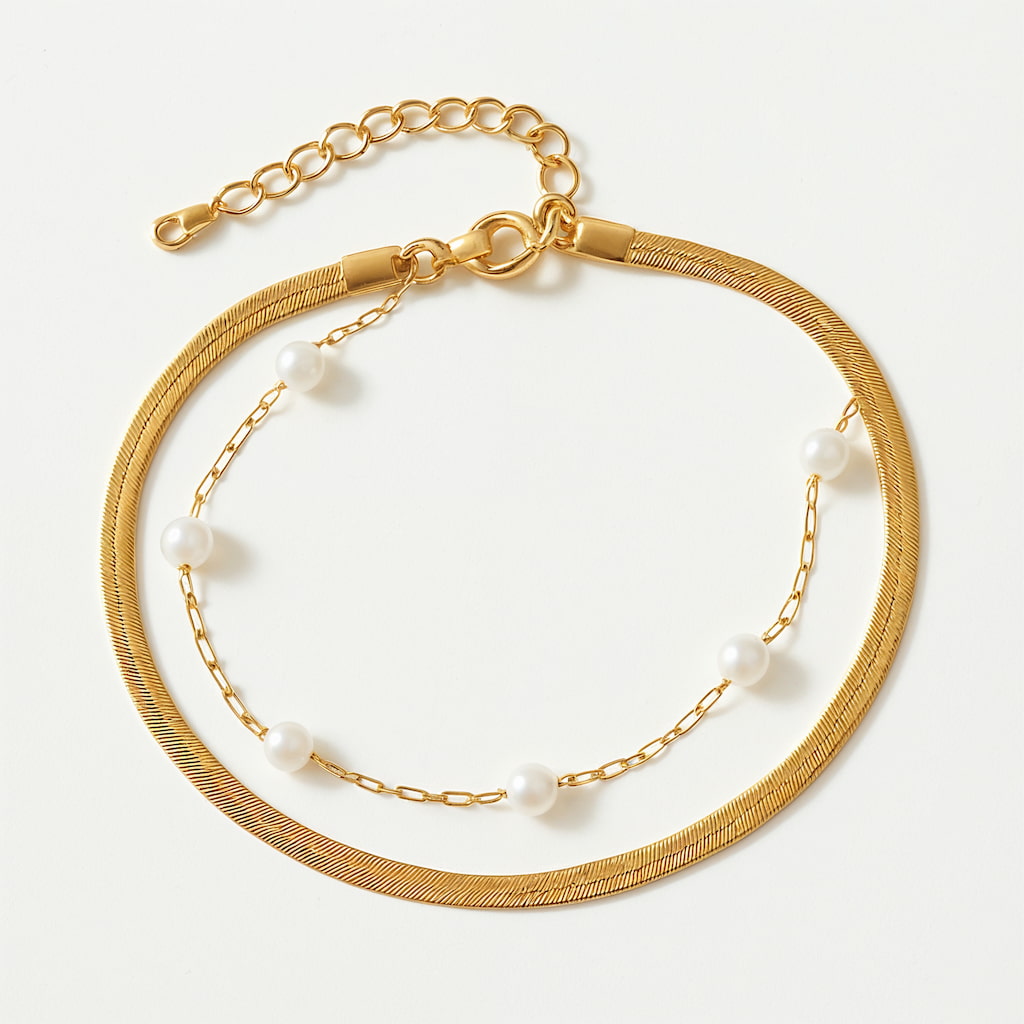 "MIAMI" PEARL HERRINGBONE ANKLET