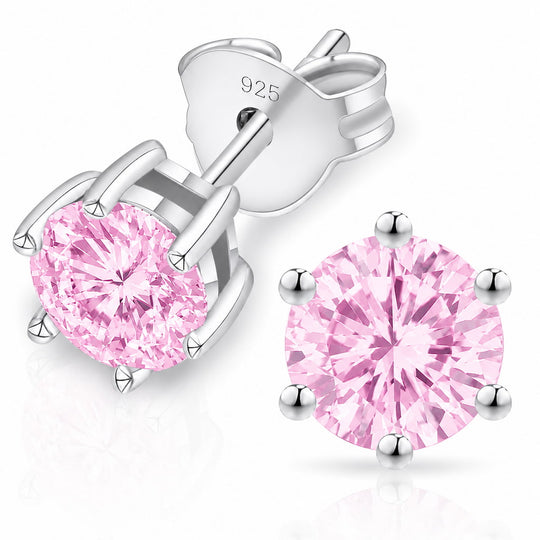 “MIAMI” PINK MOISSANITE 1CT 6-PRONG SOLITAIRE TENNIS STUD EARRINGS 2.0