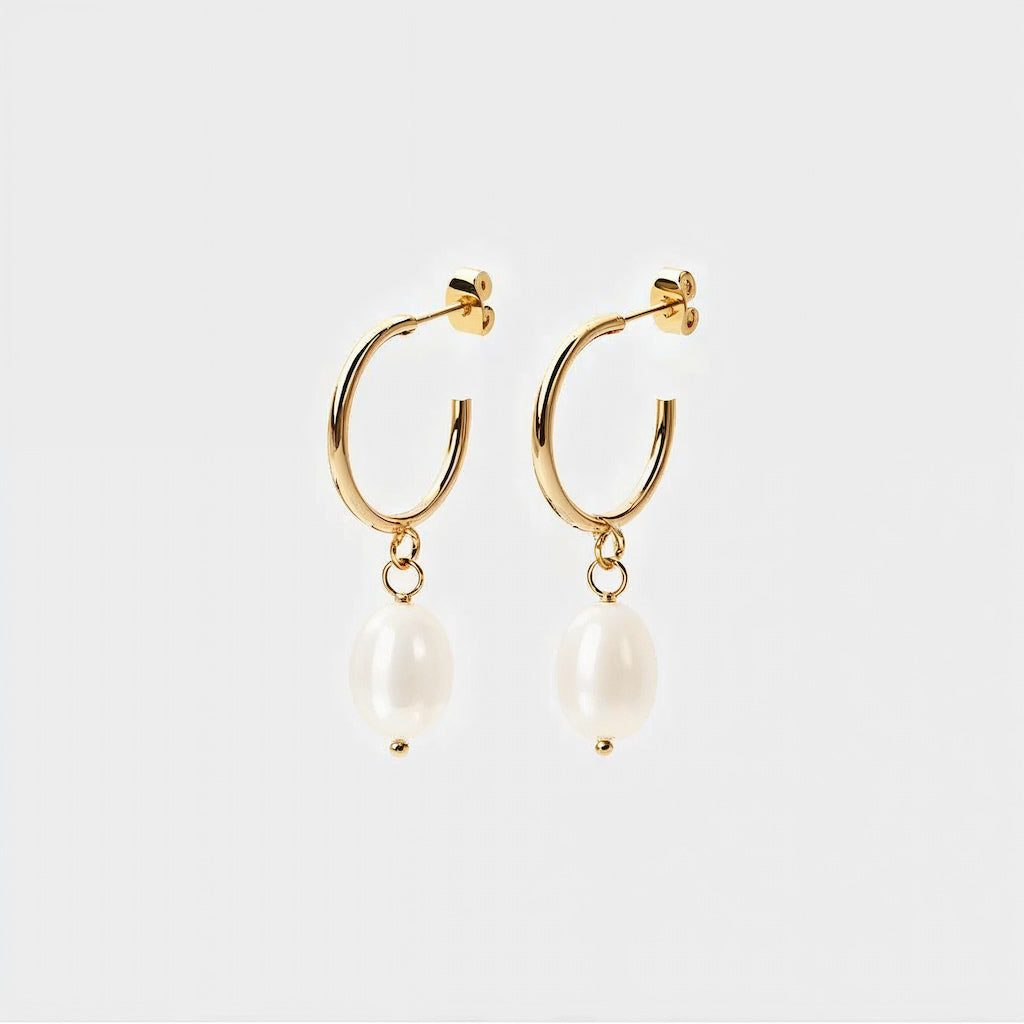 "ANTIGUA" PEARL HOOPS