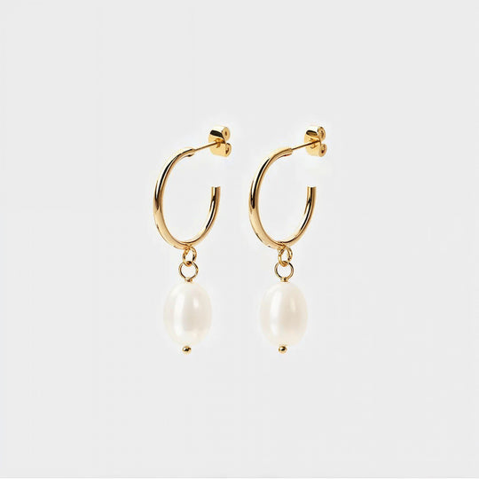 "ANTIGUA" PEARL HOOPS