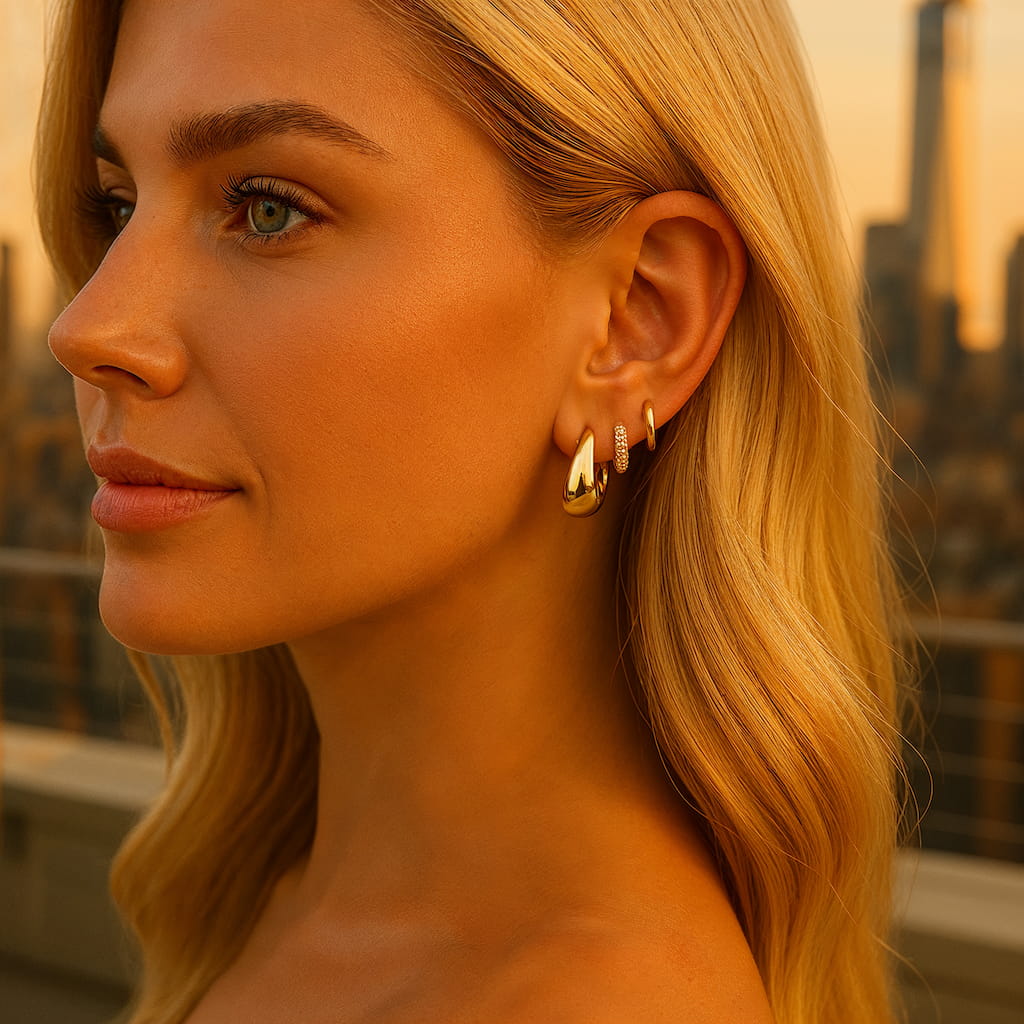 NEW YORK" HUGGIE EARRINGS SET | 3-PIECE BUNDLE