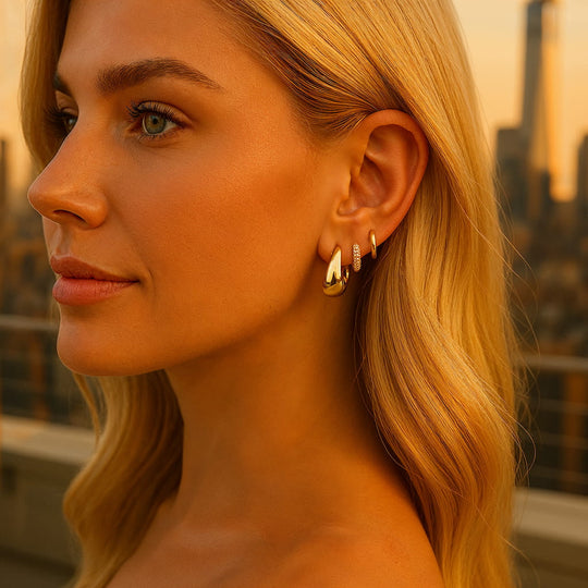 NEW YORK" HUGGIE EARRINGS SET | 3-PIECE BUNDLE