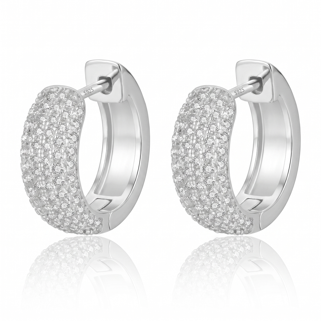 "Padua" Wide Domed Pave Huggie Hoops
