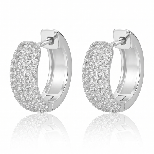 "Padua" Wide Domed Pave Huggie Hoops