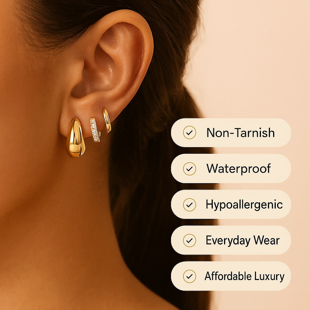 "New York" Huggie Earrings Set | 3-Piece Bundle