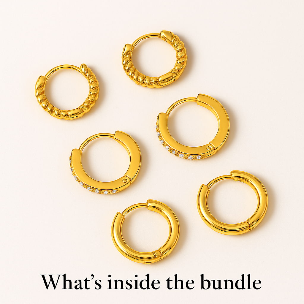 "Paris" Huggie Earrings Set | 3-piece Bundle