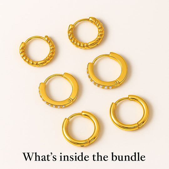 "Paris" Huggie Earrings Set | 3-piece Bundle