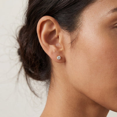 “Roma” Moissanite 1ct Crown Pavé Solitaire Stud Earrings