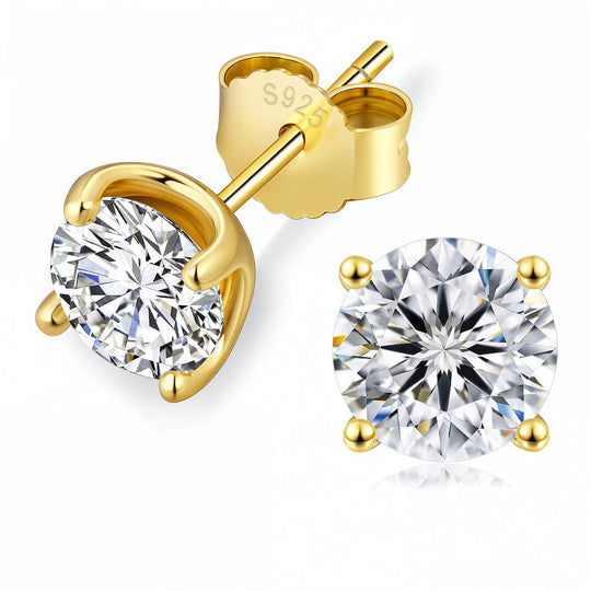 “Rosenborg” Moissanite 1ct 4-Prong Solitaire Stud Earrings