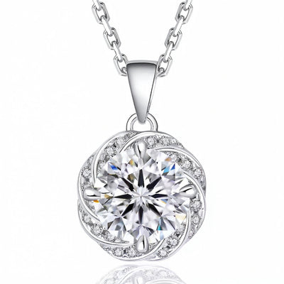 “Stockholm” Moissanite 1ct Swirl Halo Necklace
