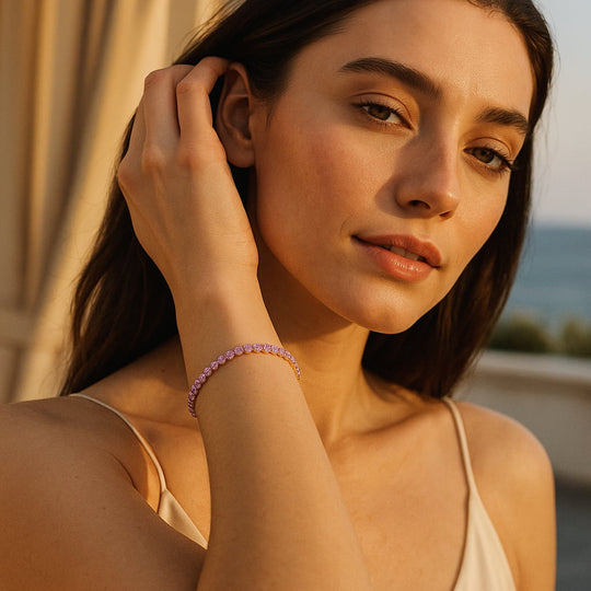 "TAMPA" DAINTY PINK SAPPHIRE TENNIS BRACELET