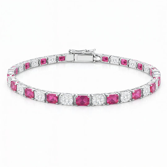 “Verona” Pink Sapphire & Diamond Alternating Tennis Bracelet